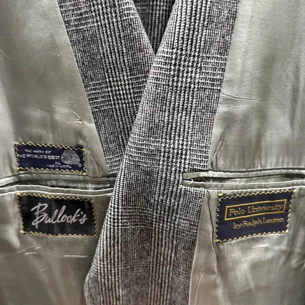 Vintage Ralph Lauren Polo University Size 40R Plaid Wool Blazer Sport‎ Coat